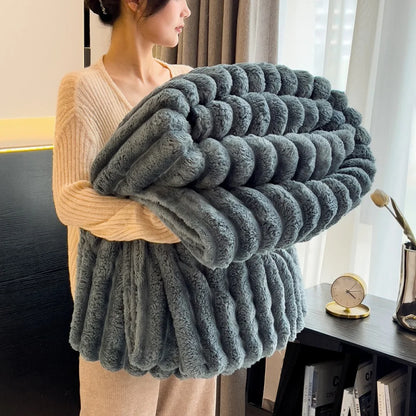 1pc Throw Blanket for Bed - 250GSM Soft & Warm Fluffy Blanket