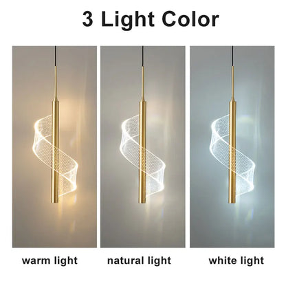 Nordic Spiral LED Pendant Lights Bedside Hanging Lamp