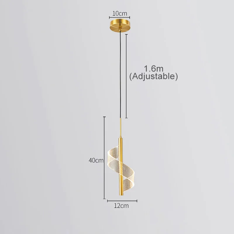 Nordic Spiral LED Pendant Lights Bedside Hanging Lamp