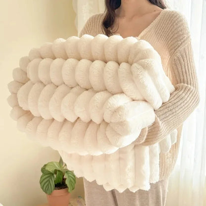 1pc Throw Blanket for Bed - 250GSM Soft & Warm Fluffy Blanket