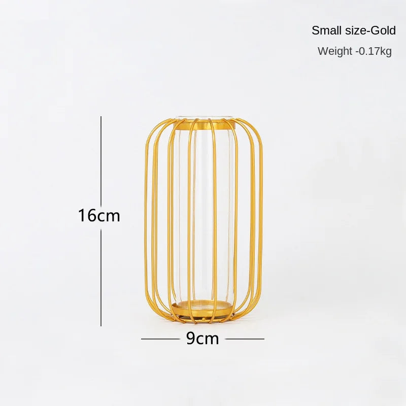 1pc Iron Art Hollow Out Golden Vase Creative