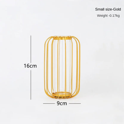 1pc Iron Art Hollow Out Golden Vase Creative