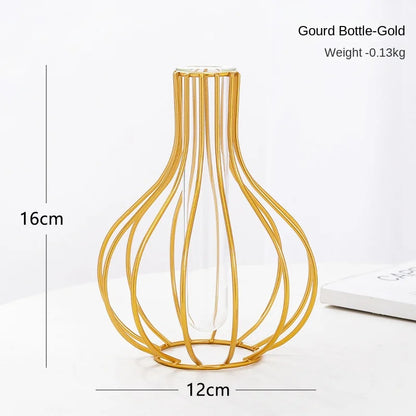 1pc Iron Art Hollow Out Golden Vase Creative