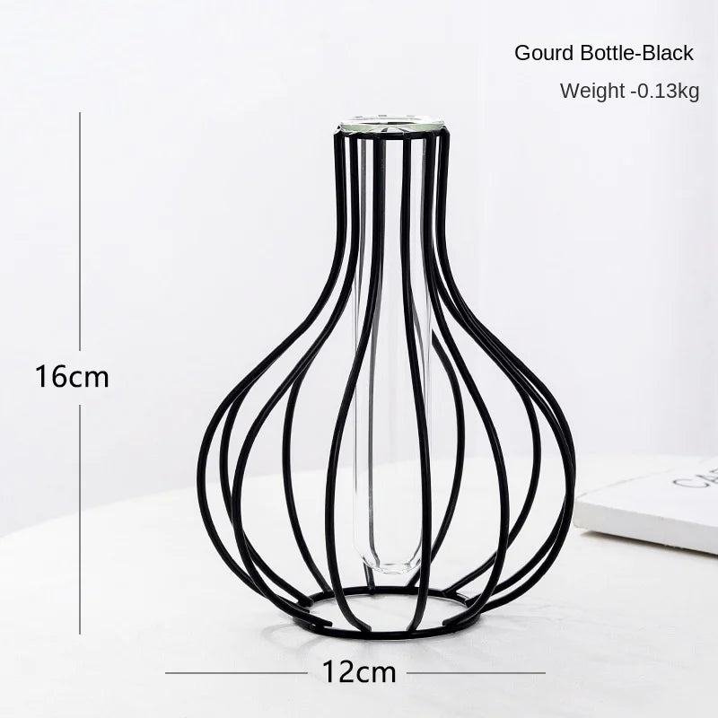 1pc Iron Art Hollow Out Golden Vase Creative