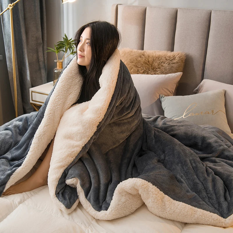 Wool Throw Blanket Keep Warm Winter Bed Blankets