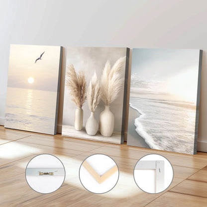 Summer Beach Landscape Framed Canvas Painting Nature  Office