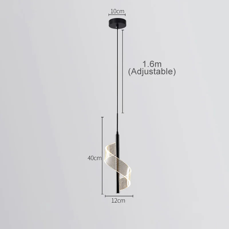 Nordic Spiral LED Pendant Lights Bedside Hanging Lamp