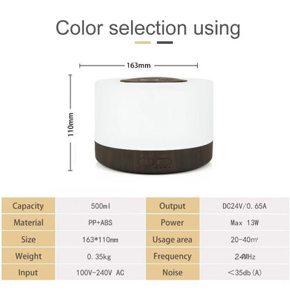 Ultrasonic Essential Oil Diffuser 550ml with 7 colors LED night lights