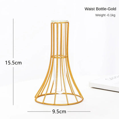 1pc Iron Art Hollow Out Golden Vase Creative