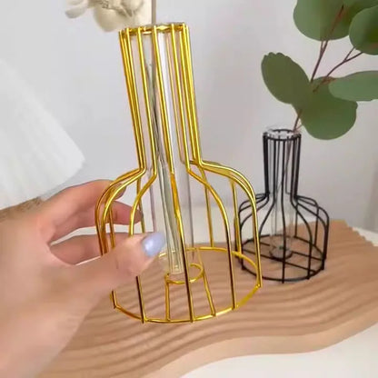 1pc Iron Art Hollow Out Golden Vase Creative