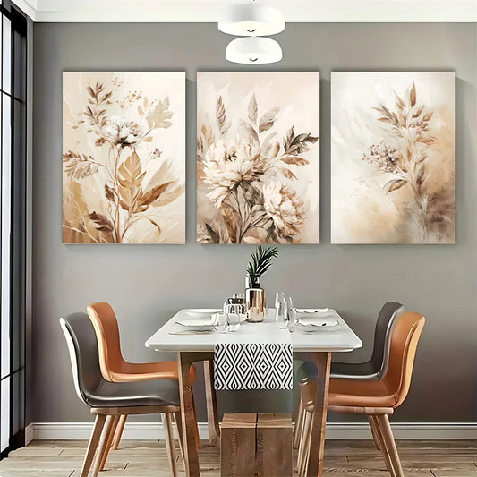 Framed Abstract Beige Floral Leaf Art Print Posters  Wall Home Decor