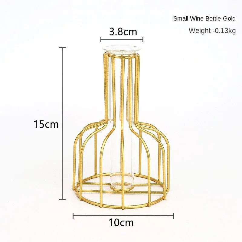 1pc Iron Art Hollow Out Golden Vase Creative