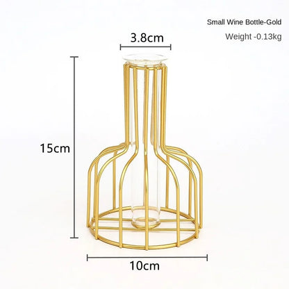 1pc Iron Art Hollow Out Golden Vase Creative