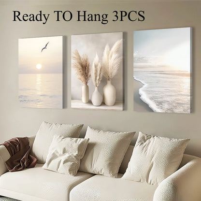 Summer Beach Landscape Framed Canvas Painting Nature  Office