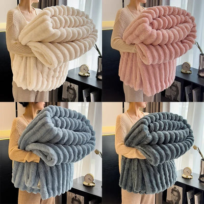 1pc Throw Blanket for Bed - 250GSM Soft & Warm Fluffy Blanket