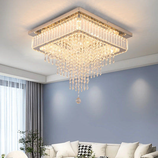 Modern Luxury Crystal Led  Light Rain Drop Chandelier Ceiling Lamp