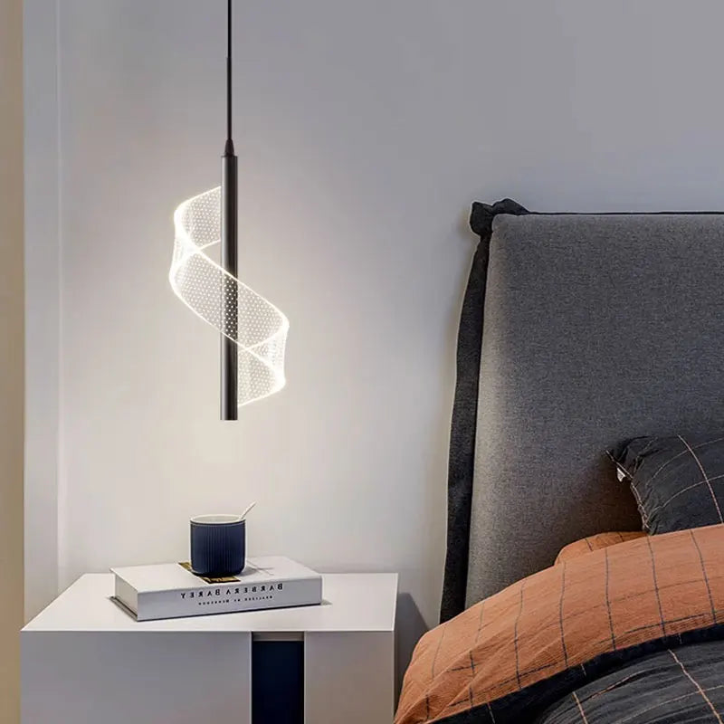Nordic Spiral LED Pendant Lights Bedside Hanging Lamp